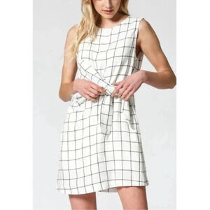 Fate Karla Checkered Linen Blend Side Front Tie Dress // Size Large